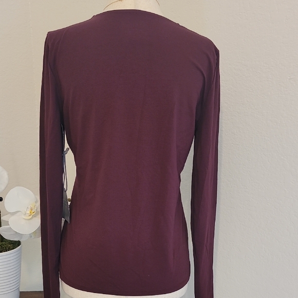 Marled Merlot Fitted Long Sleeve Blouse - Picture 4 of 4